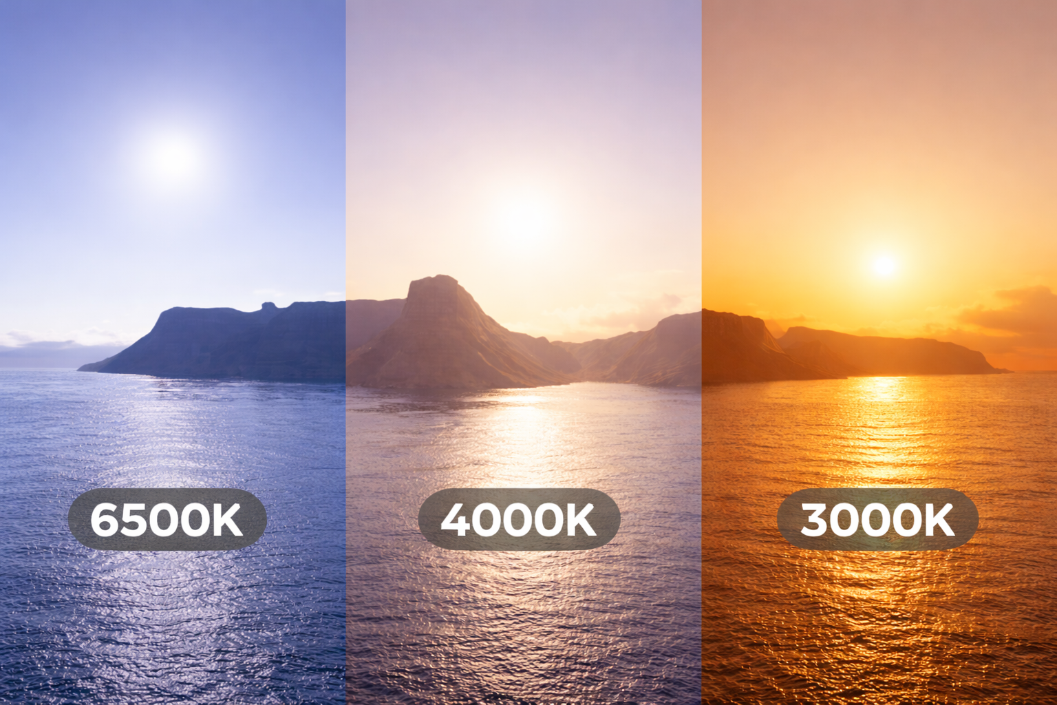 Napínaný Strop Led Porovnání Barev Světla 6500K 4000K 3000K Led Technologie Osvětlení Interiéru Superstropy